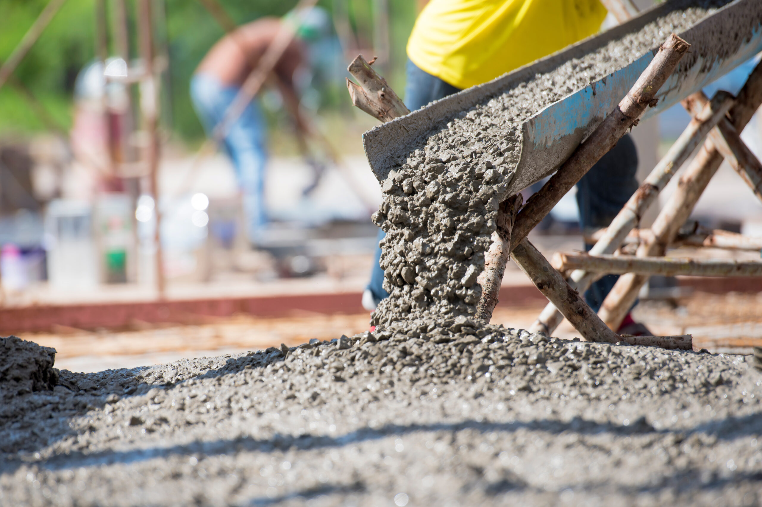 Concrete is being poured 