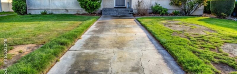 Concrete walkway up to the front door of a house